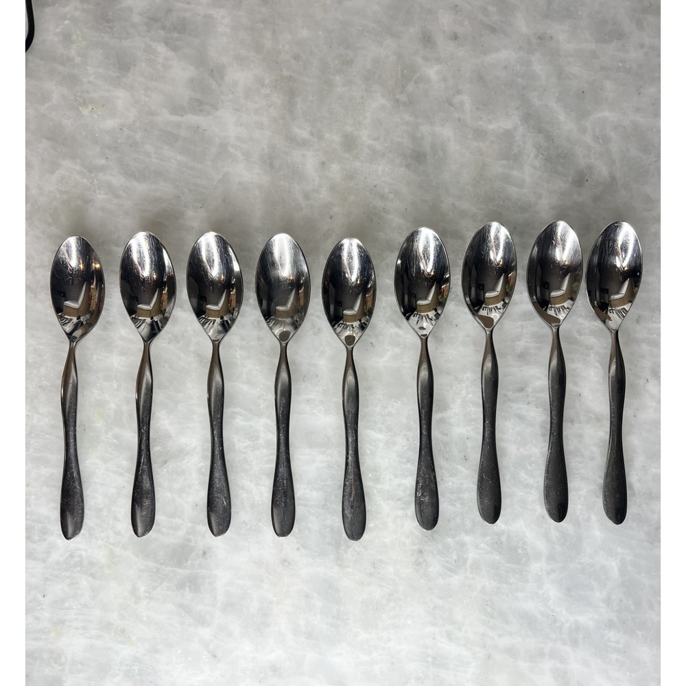 Lot of 9 Dansk Liisa Stainless Teaspoons Glossy Korea Flatware  Retired Vintage